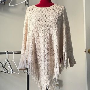 Eggshell poncho sweater
